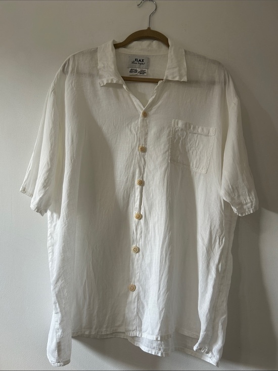 Flax Tops - Flax White Linen Button Up Shirt Women’s Medium Oversized Casual Resortwear